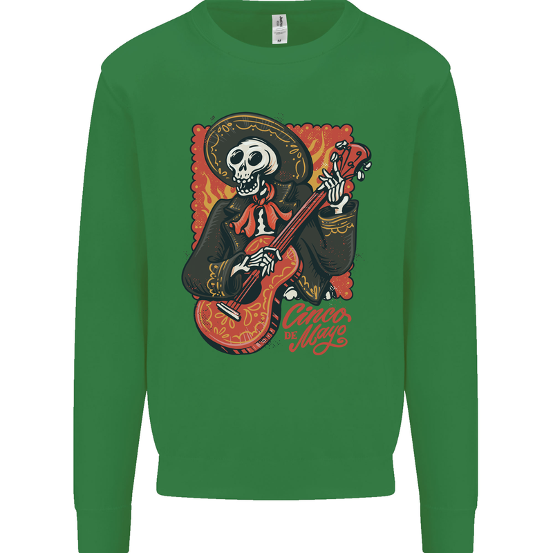 Mariachi Skeleton Cinco De Mayo Skull Kids Sweatshirt Jumper Irish Green