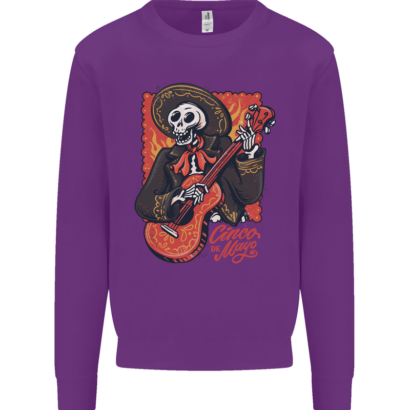 Mariachi Skeleton Cinco De Mayo Skull Kids Sweatshirt Jumper Purple