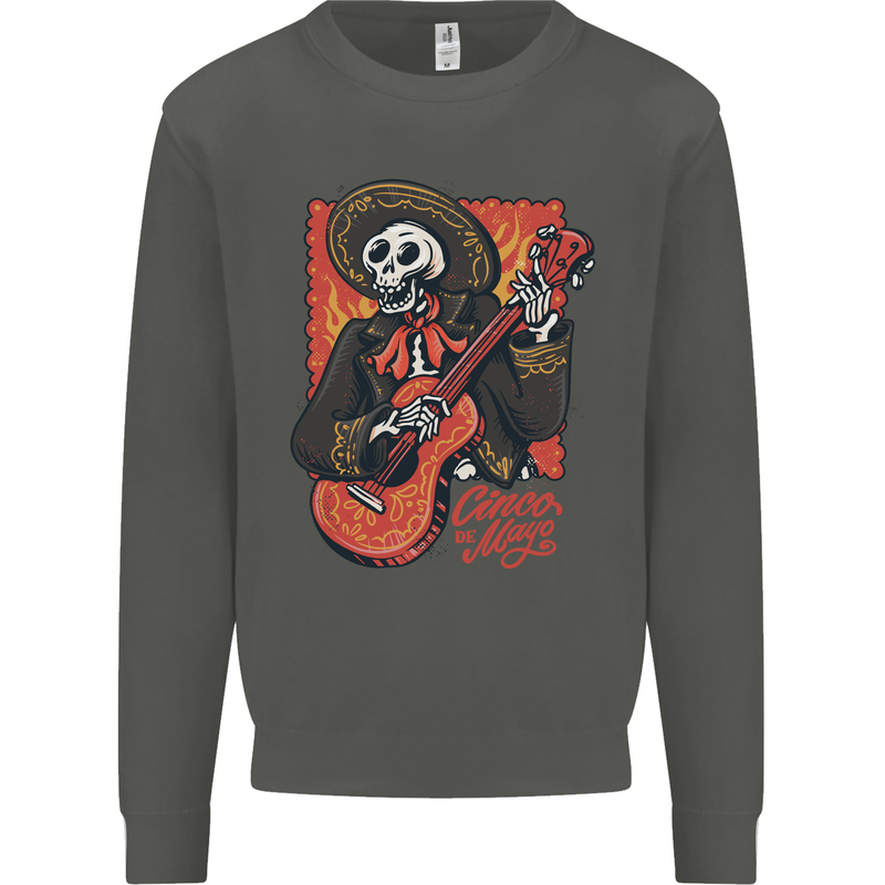 Mariachi Skeleton Cinco De Mayo Skull Kids Sweatshirt Jumper Storm Grey