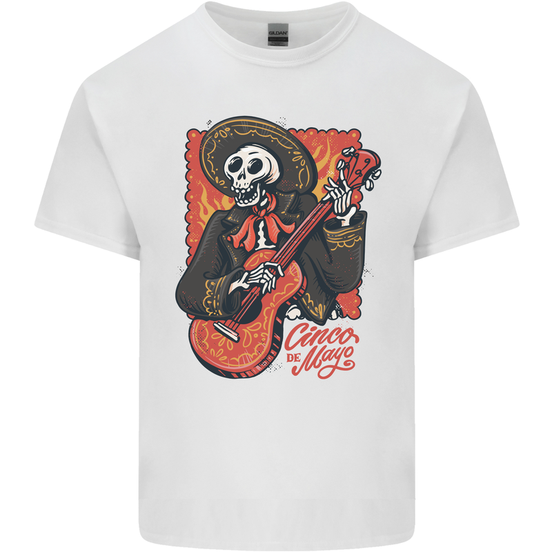 Mariachi Skeleton Cinco De Mayo Skull Kids T-Shirt Childrens White