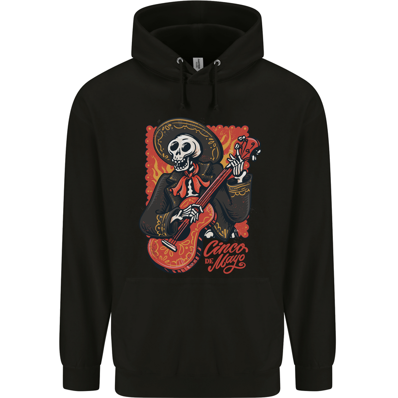 Mariachi Skeleton Cinco De Mayo Skull Mens 80% Cotton Hoodie Black