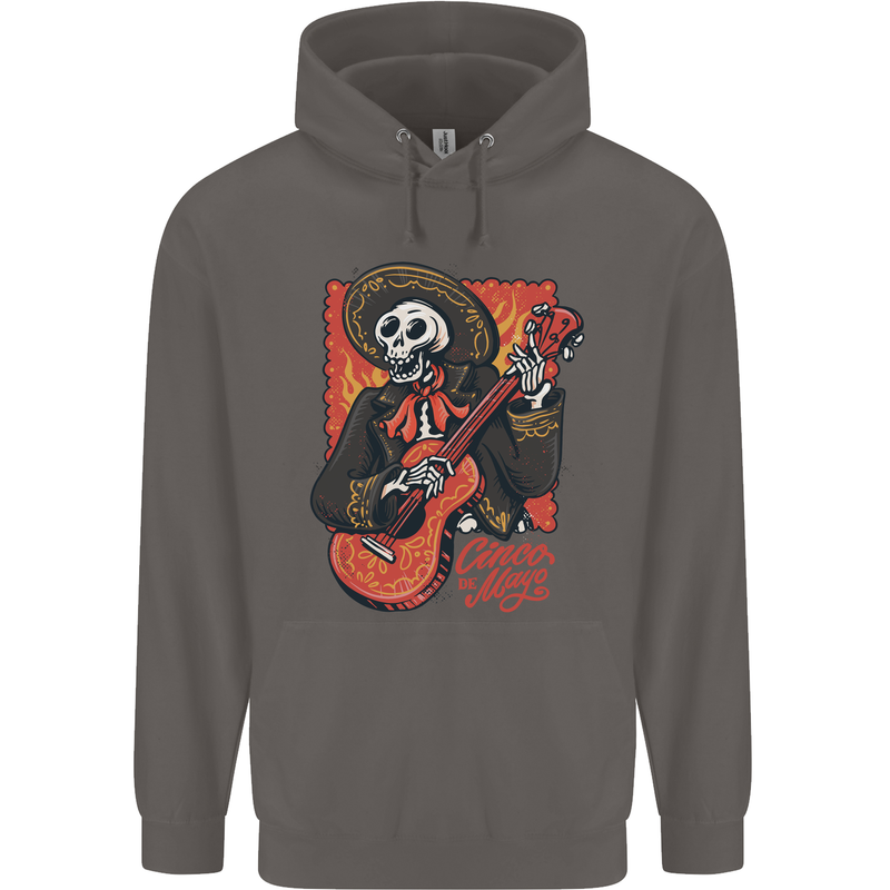 Mariachi Skeleton Cinco De Mayo Skull Mens 80% Cotton Hoodie Charcoal
