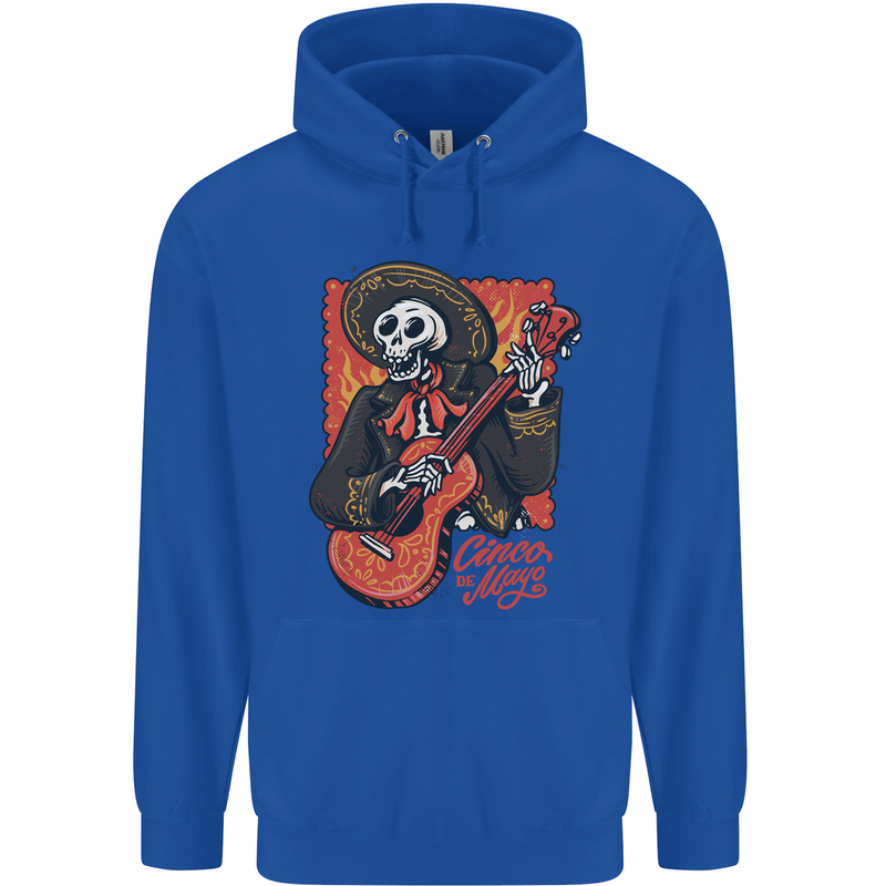 Mariachi Skeleton Cinco De Mayo Skull Mens 80% Cotton Hoodie Royal Blue