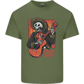 Mariachi Skeleton Cinco De Mayo Skull Mens Cotton T-Shirt Tee Top Military Green