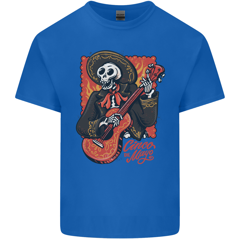 Mariachi Skeleton Cinco De Mayo Skull Mens Cotton T-Shirt Tee Top Royal Blue