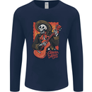 Mariachi Skeleton Cinco De Mayo Skull Mens Long Sleeve T-Shirt Navy Blue