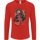 Mariachi Skeleton Cinco De Mayo Skull Mens Long Sleeve T-Shirt Red