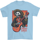 Mariachi Skeleton Cinco De Mayo Skull Mens T-Shirt 100% Cotton Light Blue