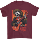 Mariachi Skeleton Cinco De Mayo Skull Mens T-Shirt 100% Cotton Maroon