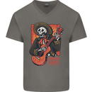 Mariachi Skeleton Cinco De Mayo Skull Mens V-Neck Cotton T-Shirt Charcoal
