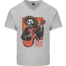 Mariachi Skeleton Cinco De Mayo Skull Mens V-Neck Cotton T-Shirt Sports Grey