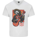 Mariachi Skeleton Cinco De Mayo Skull Mens V-Neck Cotton T-Shirt White