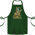 Mariachi Sugar Skull Day of the Dead Guitar Cotton Apron 100% Organic Forest Green