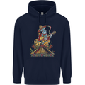 Mariachi Sugar Skull Day of the Dead Guitar Mens 80% Cotton Hoodie Navy Blue