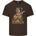Mariachi Sugar Skull Day of the Dead Guitar Mens Cotton T-Shirt Tee Top Dark Chocolate