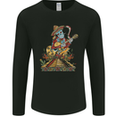 Mariachi Sugar Skull Day of the Dead Guitar Mens Long Sleeve T-Shirt Black