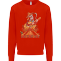 Mariachi Sugar Skull Day of the Dead Guitar Mens Sweatshirt Jumper Bright Red