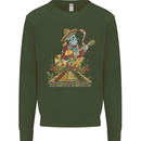Mariachi Sugar Skull Day of the Dead Guitar Mens Sweatshirt Jumper Forest Green