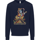 Mariachi Sugar Skull Day of the Dead Guitar Mens Sweatshirt Jumper Navy Blue
