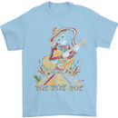 Mariachi Sugar Skull Day of the Dead Guitar Mens T-Shirt Cotton Gildan Light Blue