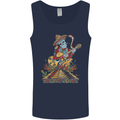 Mariachi Sugar Skull Day of the Dead Guitar Mens Vest Tank Top Navy Blue