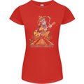 Mariachi Sugar Skull Day of the Dead Guitar Womens Petite Cut T-Shirt Red