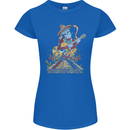 Mariachi Sugar Skull Day of the Dead Guitar Womens Petite Cut T-Shirt Royal Blue