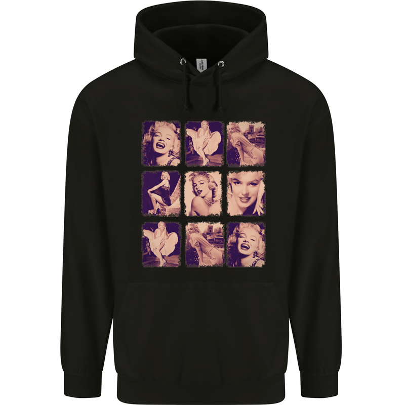 Marilyn Collage Celebrity Fashion Childrens Kids Hoodie Black