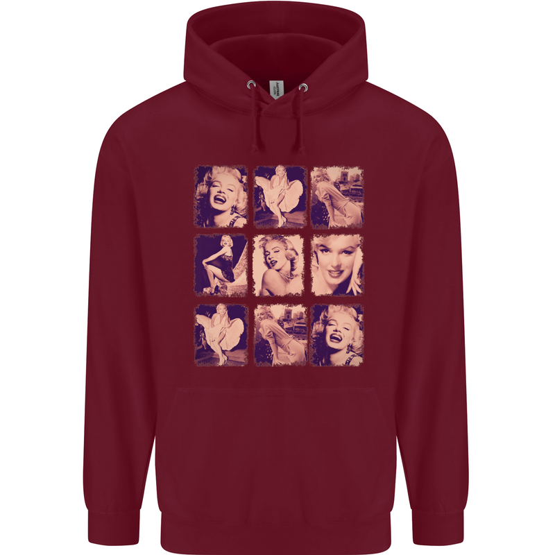 Marilyn Collage Celebrity Fashion Childrens Kids Hoodie Maroon