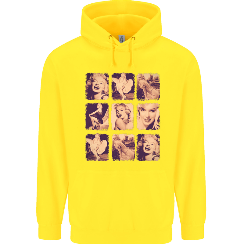 Marilyn Collage Celebrity Fashion Childrens Kids Hoodie Yellow