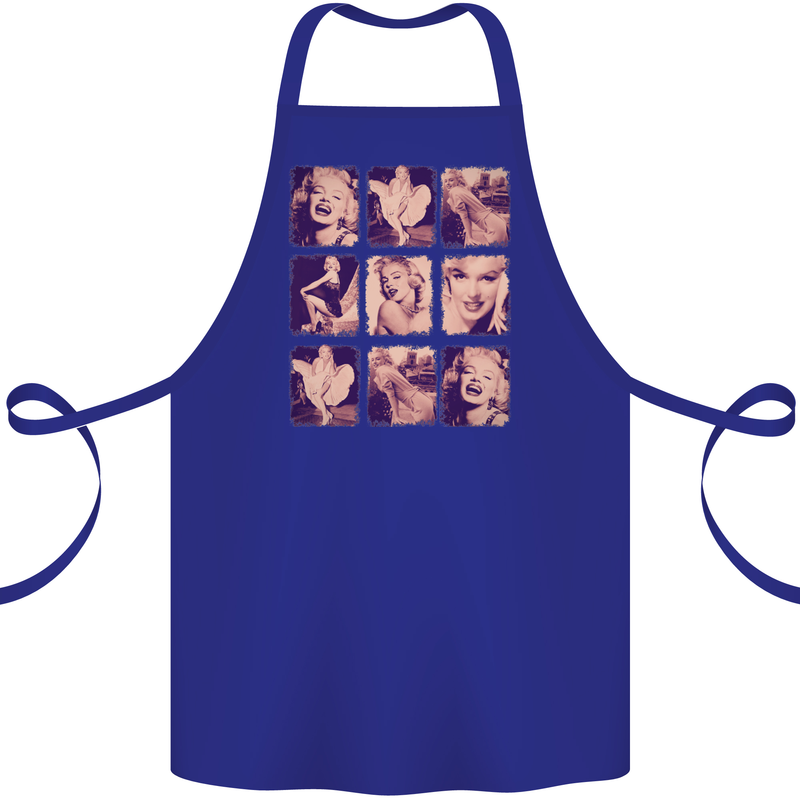 Marilyn Collage Celebrity Fashion Cotton Apron 100% Organic Royal Blue