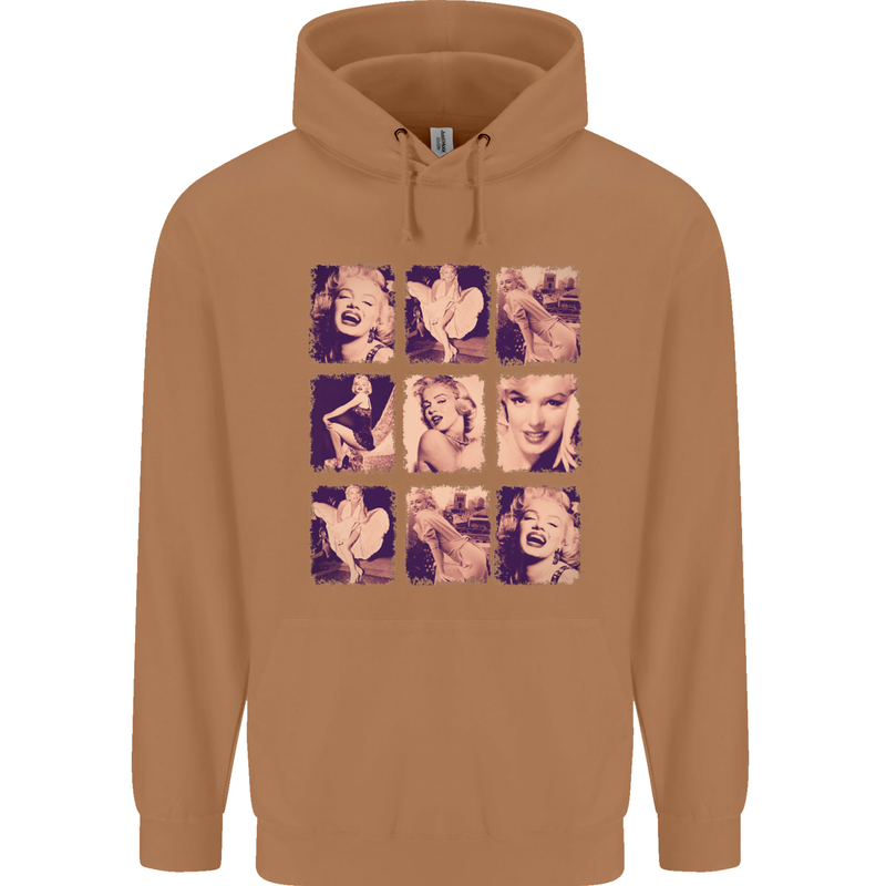 Marilyn Collage Celebrity Fashion Mens 80% Cotton Hoodie Caramel Latte