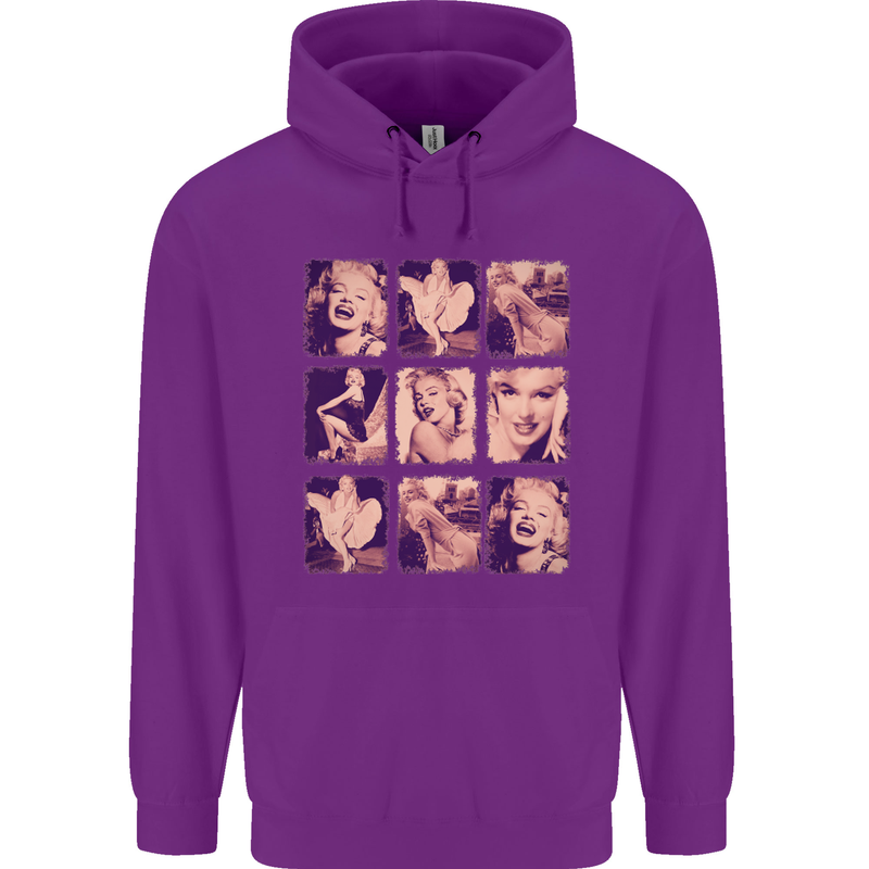 Marilyn Collage Celebrity Fashion Mens 80% Cotton Hoodie Purple
