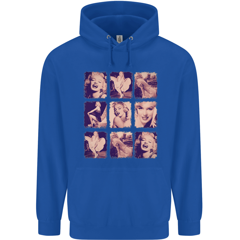 Marilyn Collage Celebrity Fashion Mens 80% Cotton Hoodie Royal Blue