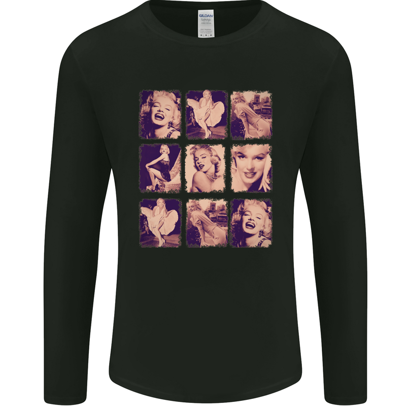 Marilyn Collage Celebrity Fashion Mens Long Sleeve T-Shirt Black