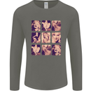 Marilyn Collage Celebrity Fashion Mens Long Sleeve T-Shirt Charcoal