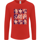 Marilyn Collage Celebrity Fashion Mens Long Sleeve T-Shirt Red