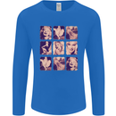 Marilyn Collage Celebrity Fashion Mens Long Sleeve T-Shirt Royal Blue