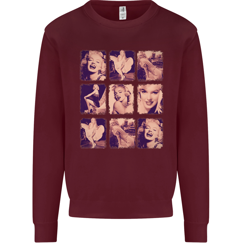 Marilyn Collage Celebrity Fashion Mens Sweatshirt Jumper Maroon