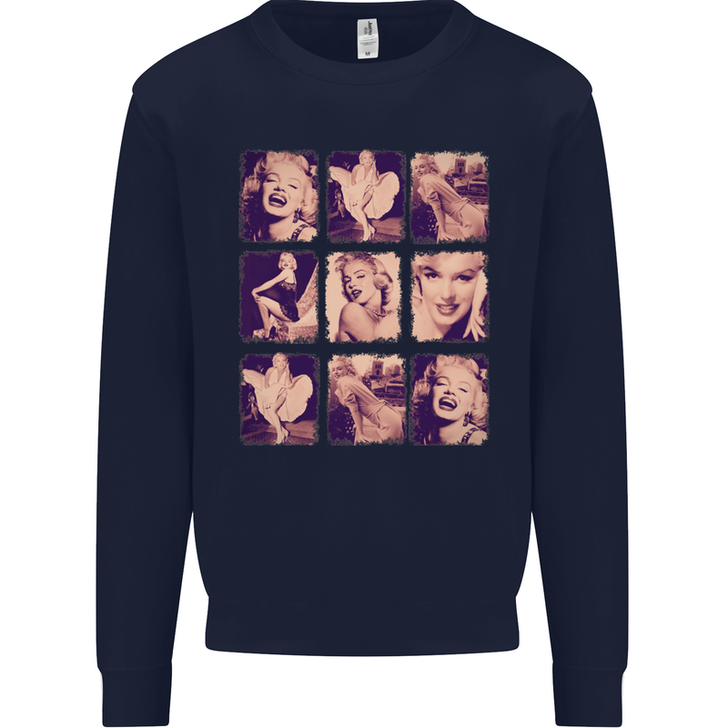 Marilyn Collage Celebrity Fashion Mens Sweatshirt Jumper Navy Blue