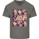Marilyn Collage Celebrity Fashion Mens V-Neck Cotton T-Shirt Charcoal