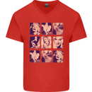 Marilyn Collage Celebrity Fashion Mens V-Neck Cotton T-Shirt Red