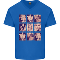 Marilyn Collage Celebrity Fashion Mens V-Neck Cotton T-Shirt Royal Blue