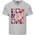Marilyn Collage Celebrity Fashion Mens V-Neck Cotton T-Shirt Sports Grey