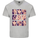 Marilyn Collage Celebrity Fashion Mens V-Neck Cotton T-Shirt Sports Grey
