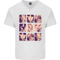 Marilyn Collage Celebrity Fashion Mens V-Neck Cotton T-Shirt White