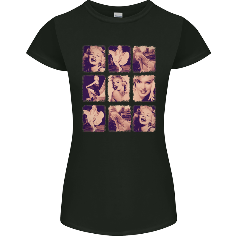 Marilyn Collage Celebrity Fashion Womens Petite Cut T-Shirt Black