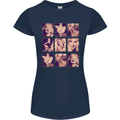 Marilyn Collage Celebrity Fashion Womens Petite Cut T-Shirt Navy Blue
