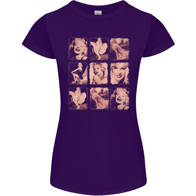 Marilyn Collage Celebrity Fashion Womens Petite Cut T-Shirt Purple