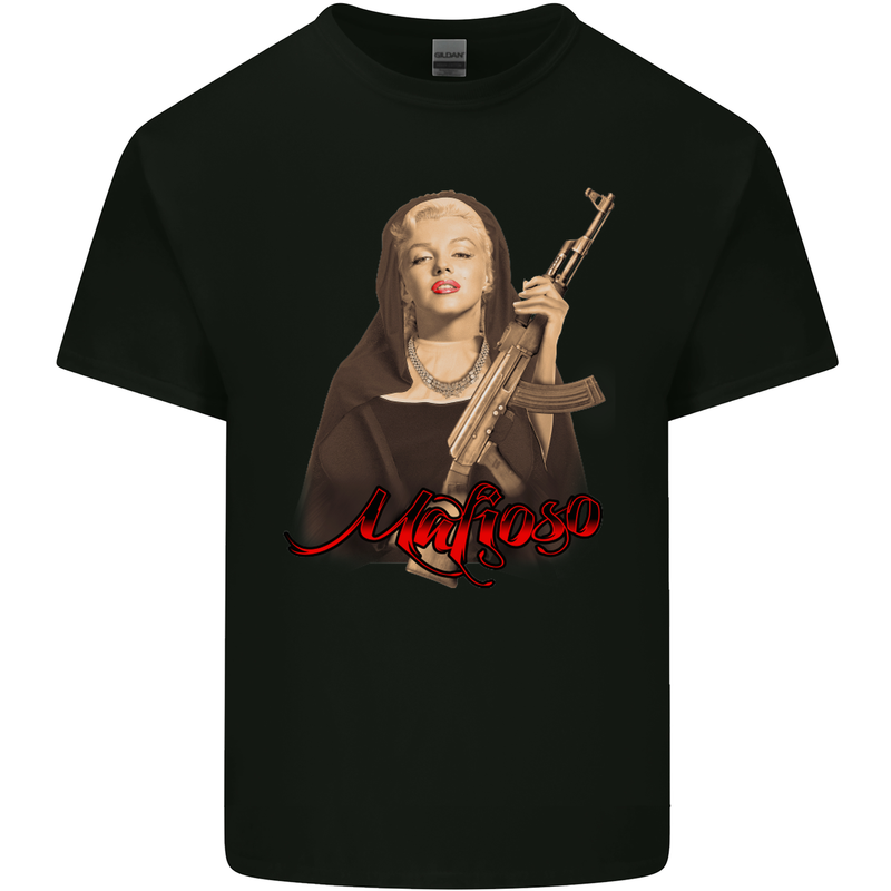 Marilyn Mafioso AK-47 Gangster Mafia Kids T-Shirt Childrens Black